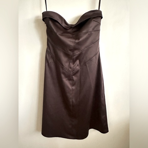 RW&CO Brown Strapless Satin Dress Size 4 - Picture 2 of 5